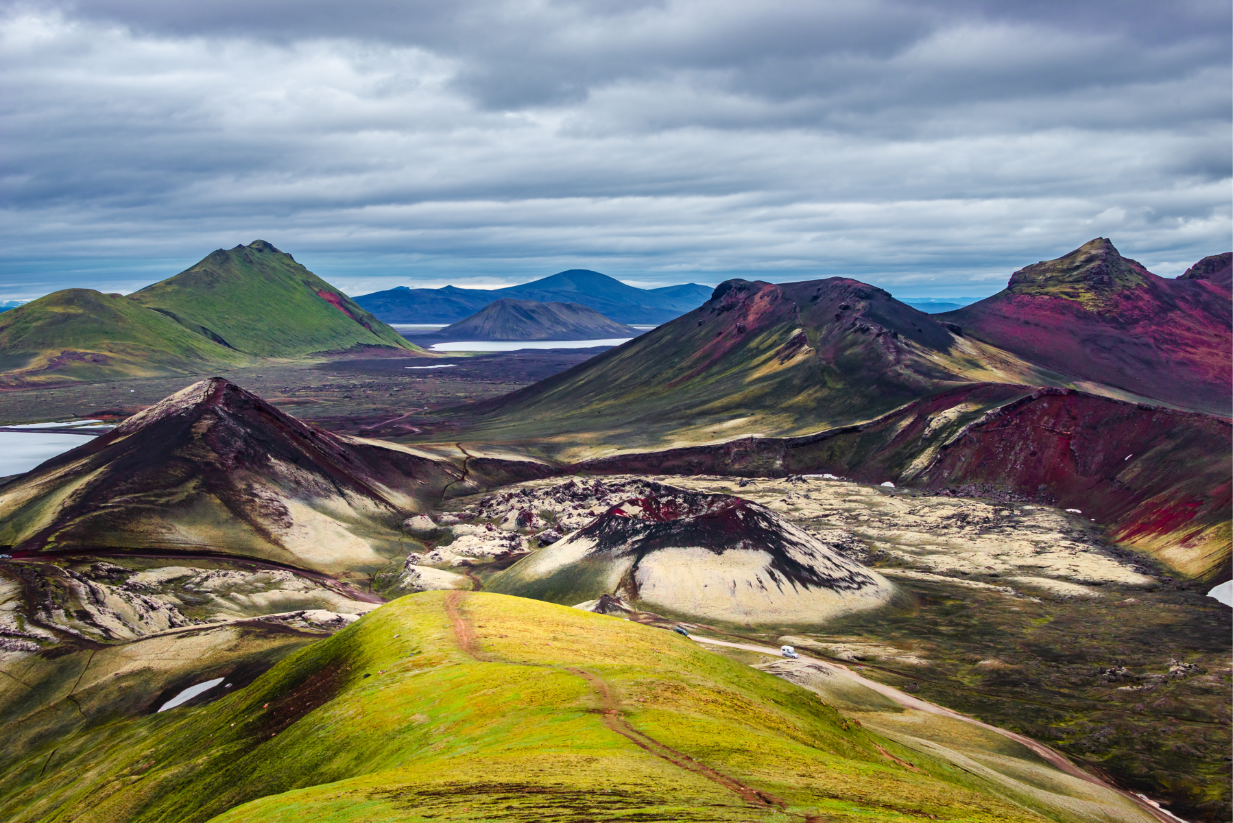 Panoramic view of Landmannalaugar lava field in Iceland